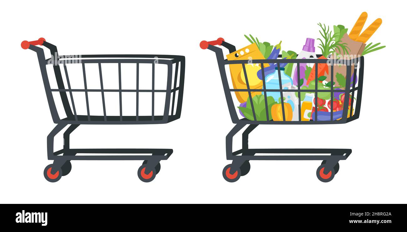 Vector cartoon style illustration of shopping cart Stock Vector Image