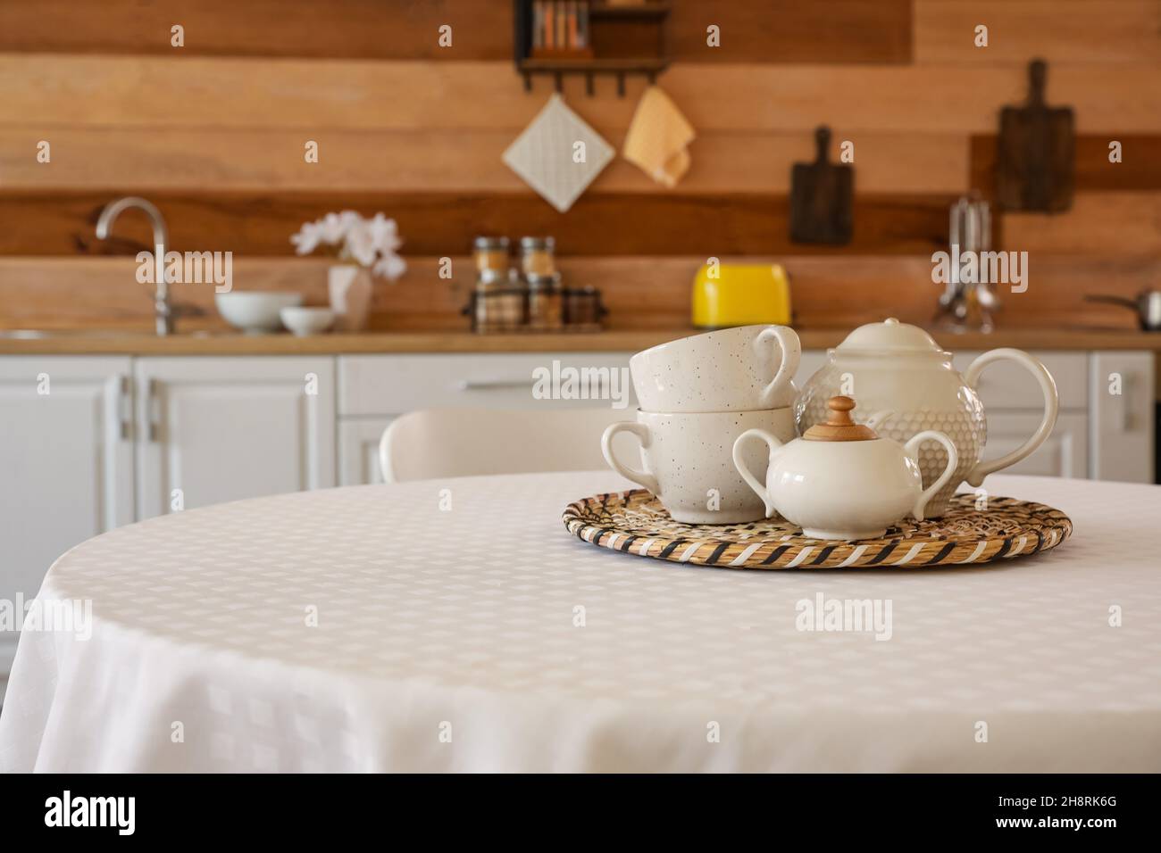 Dining table tea set hi-res stock photography and images - Alamy