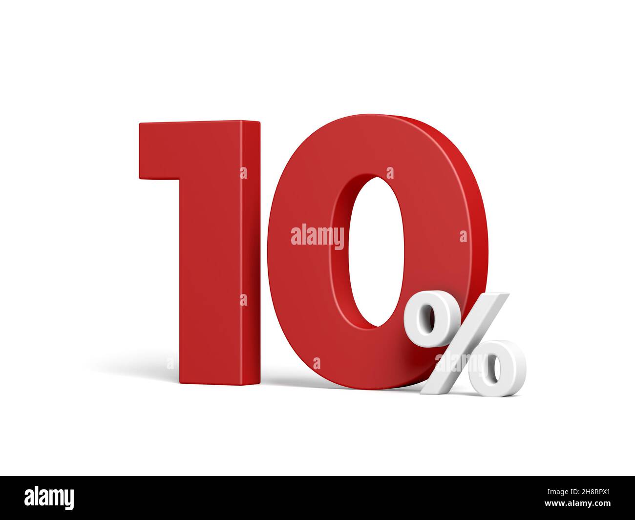 Ten percent isolated on white background. Discount. 10% off. 3d illustration. Stock Photo