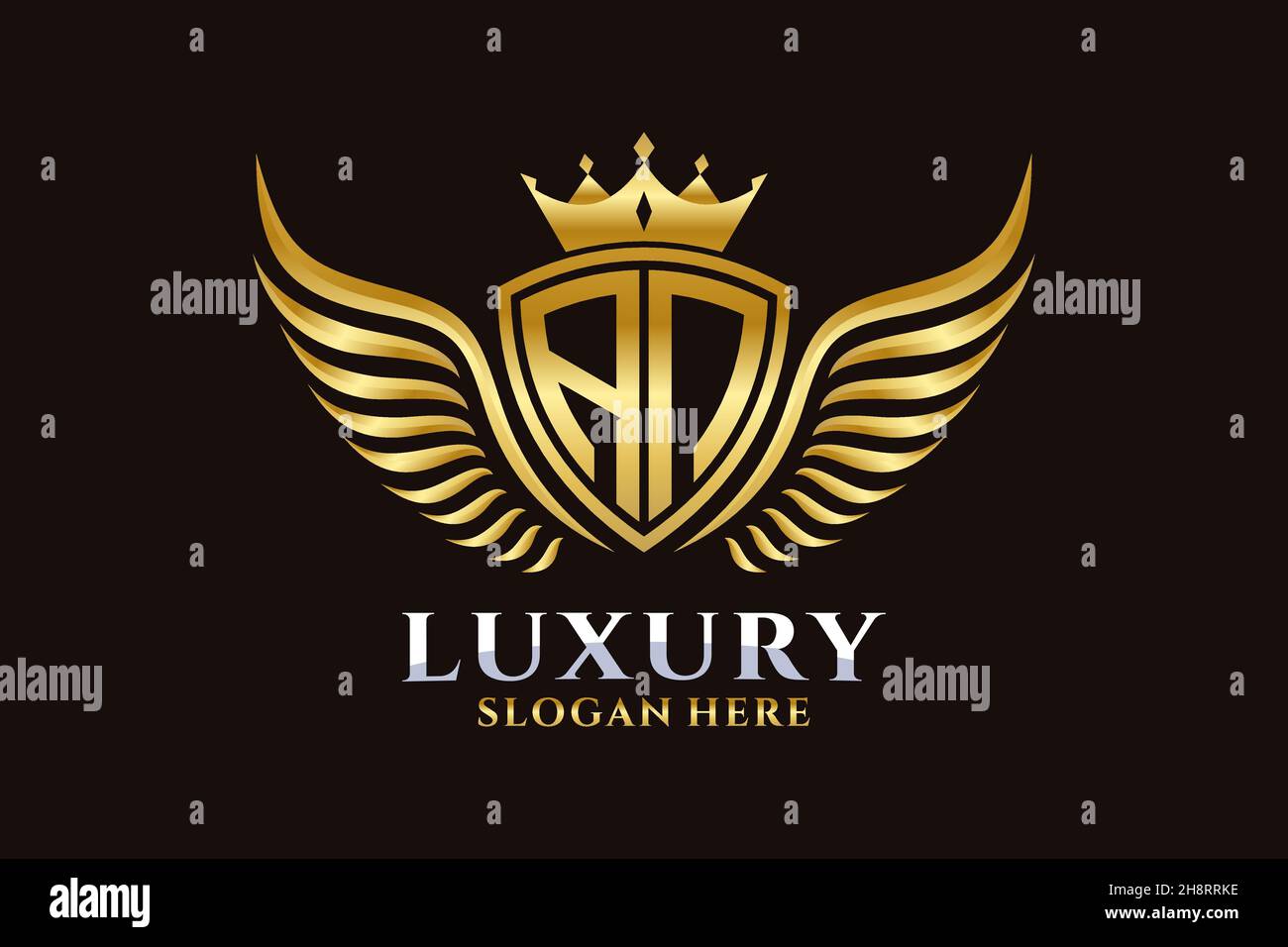 Luxury royal wing Letter AN crest Gold color Logo vector, Victory logo, crest logo, wing logo, vector logo . Stock Vector