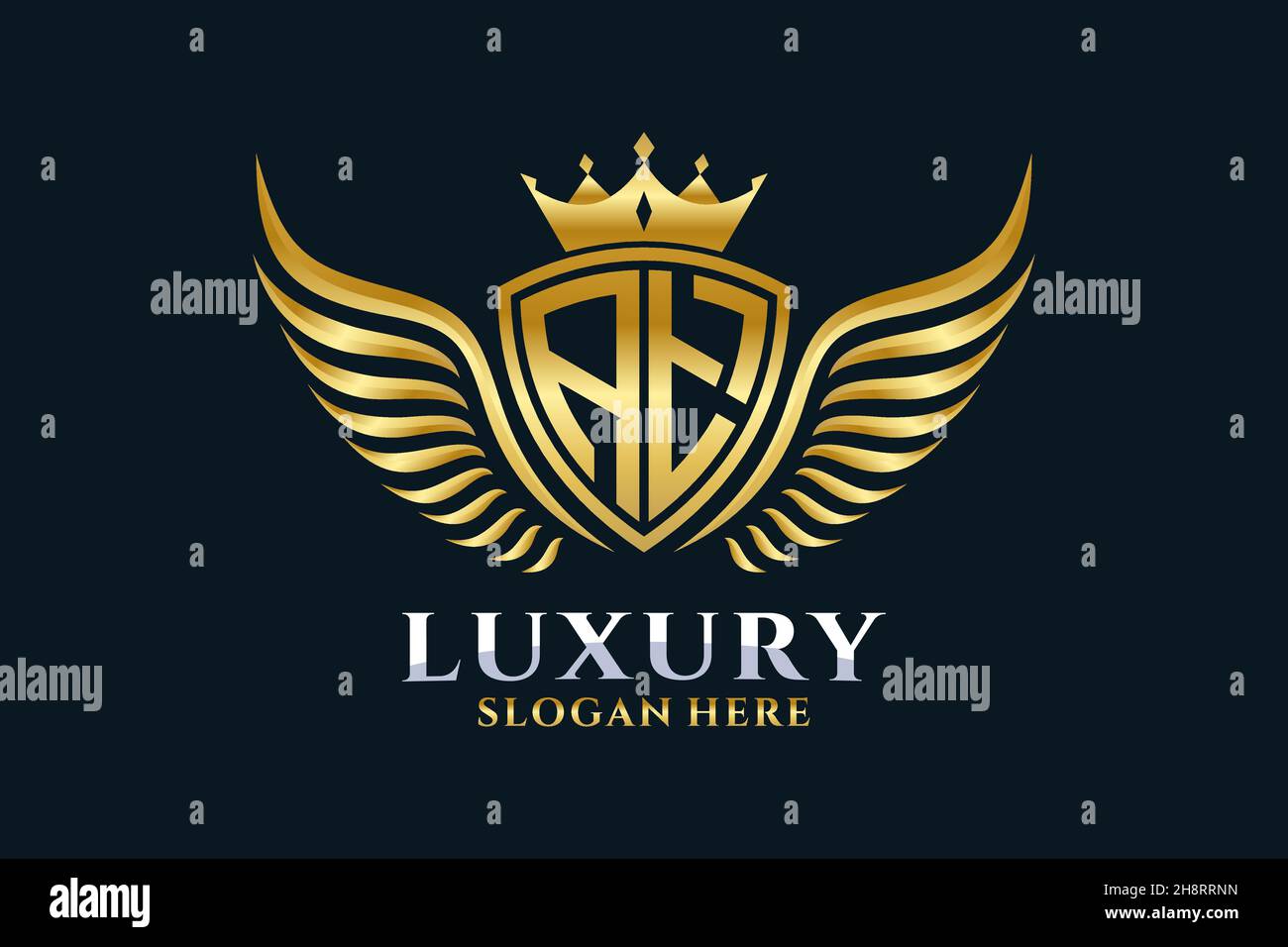 Luxury royal wing Letter AT crest Gold color Logo vector, Victory logo, crest logo, wing logo, vector logo . Stock Vector