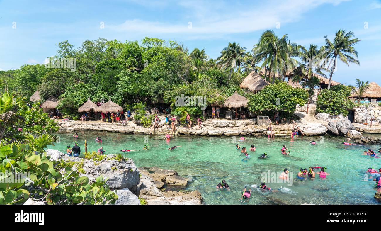 Cancun, Mexico September 13, 2021 Snorkeling at XCaret park on the