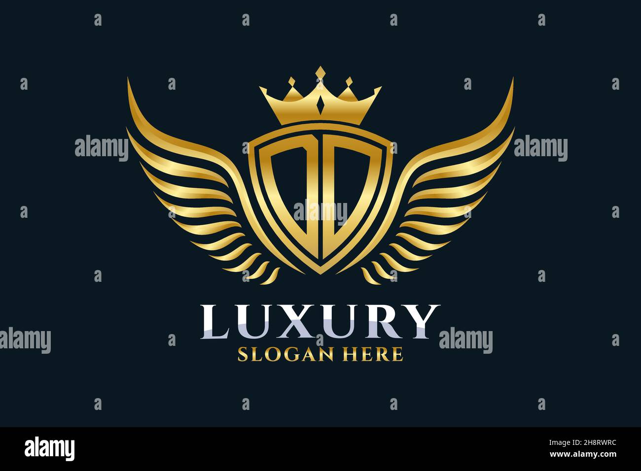 Luxury royal wing Letter DO crest Gold color Logo vector, Victory logo, crest logo, wing logo, vector logo . Stock Vector