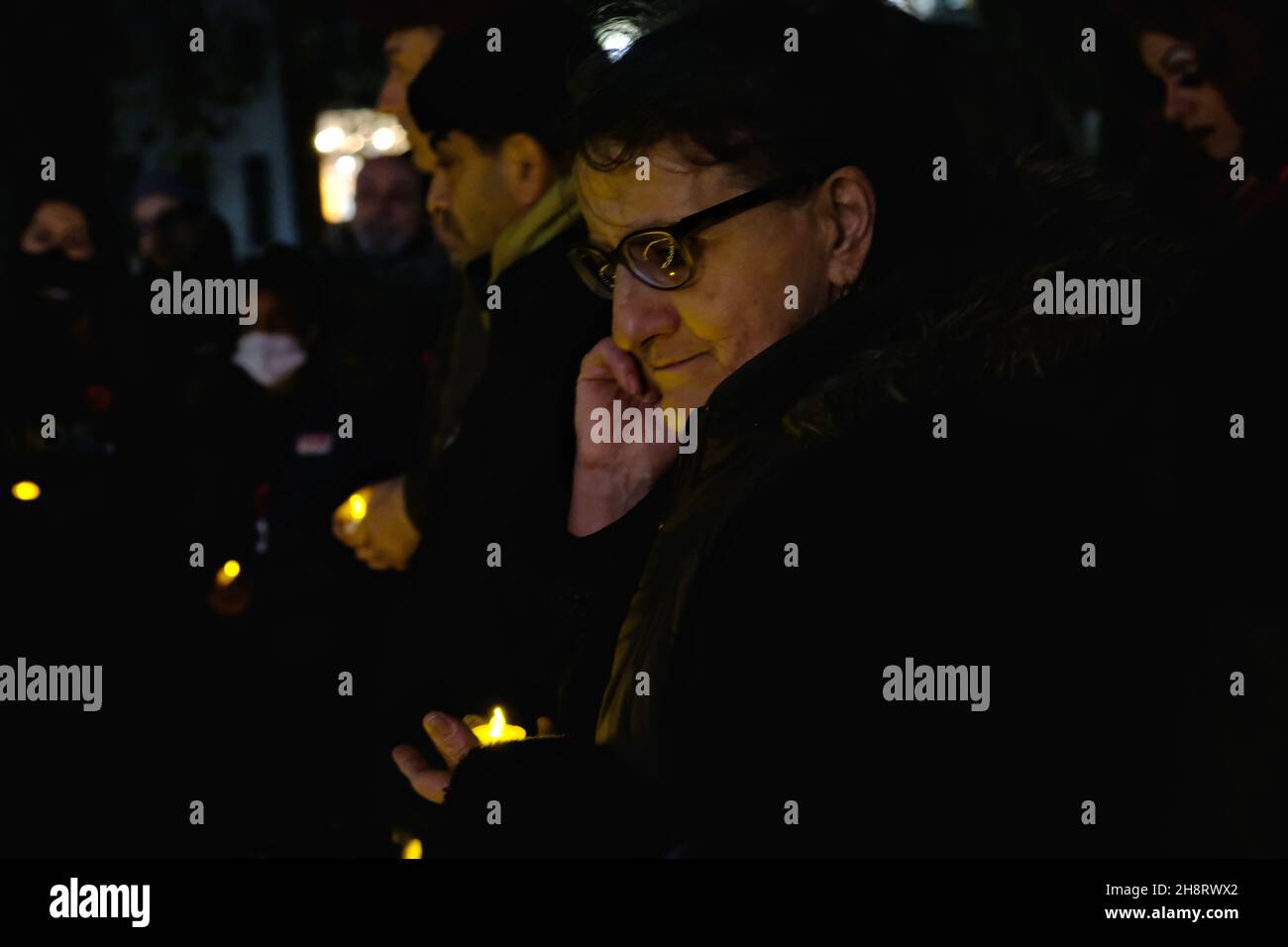 London, UK, 1st Dec, 2021, A candlelit vigil held on World AIDS Day and forty years after the first cases of the disease were reported. Campaigners and attendees commemorated the 36 million lives lost to the illness, and spoke of the challenges of those living with HIV and AIDS. Credit: Eleventh Hour Photography/Alamy Live News Stock Photo