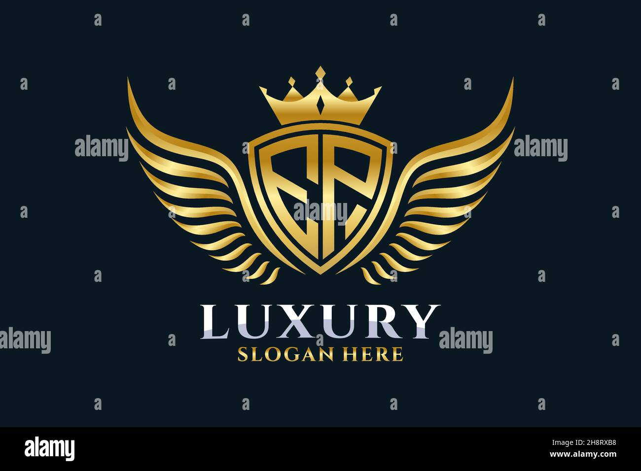 Luxury royal wing Letter EP crest Gold color Logo vector, Victory logo ...