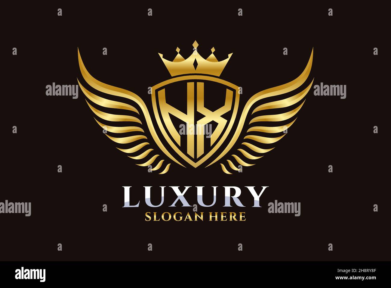 Luxury royal wing Letter HX crest Gold color Logo vector, Victory logo ...