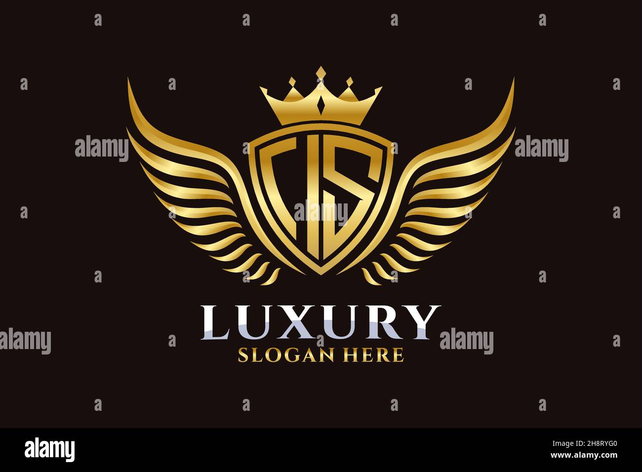 Luxury royal wing Letter IS crest Gold color Logo vector, Victory logo, crest logo, wing logo, vector logo . Stock Vector