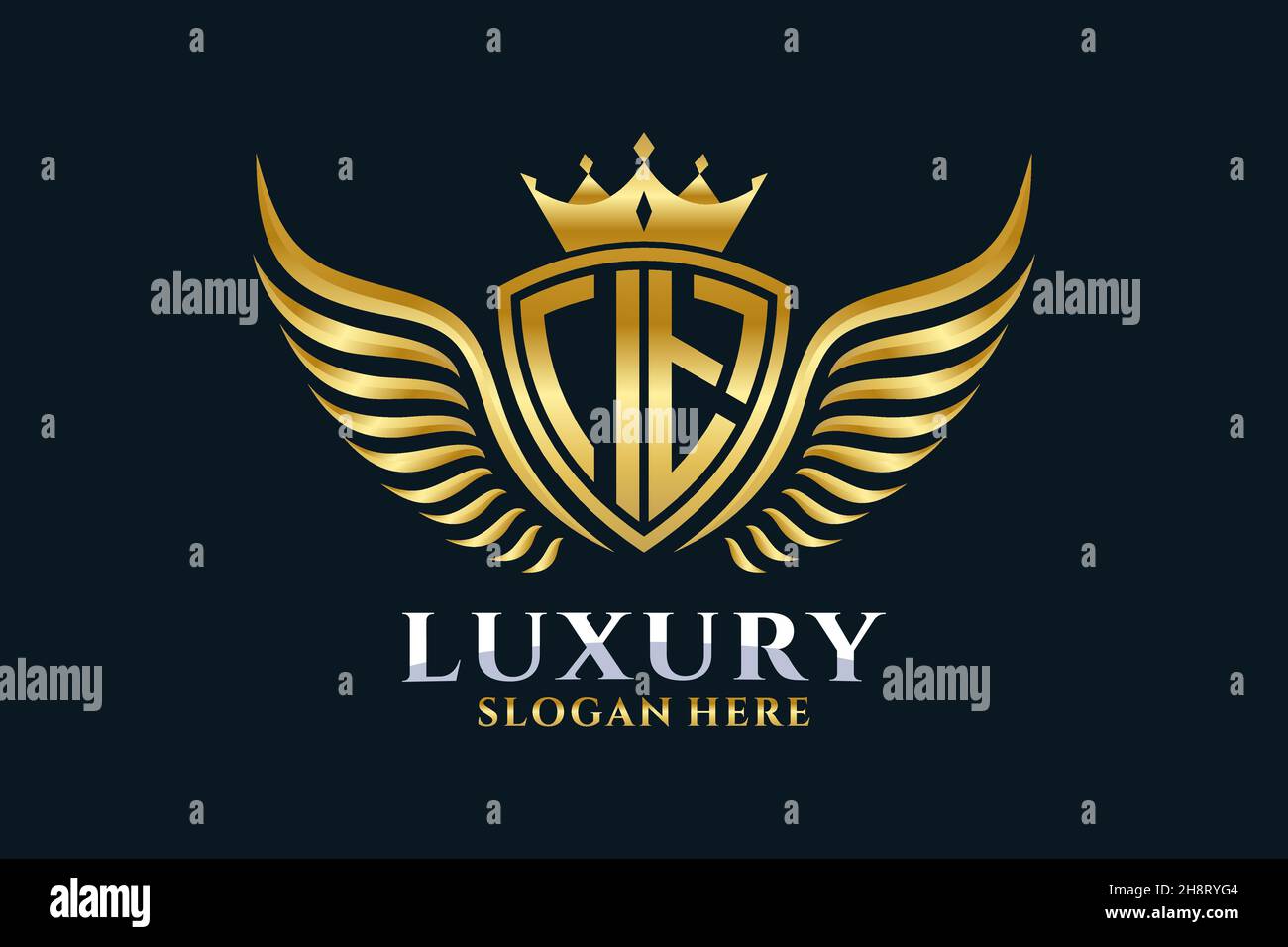 Luxury royal wing Letter IT crest Gold color Logo vector, Victory logo, crest logo, wing logo, vector logo . Stock Vector