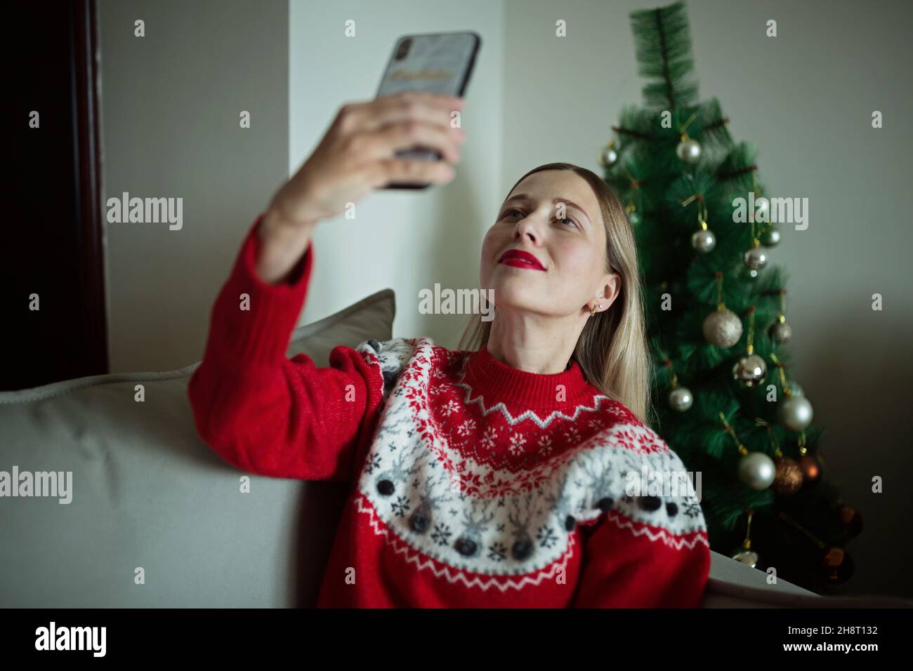 Eve Online Christmas Deals 2022 Happy Woman Celebrating Friends With Video Call. Christmas Online Holiday  Celebration Xmas, New Year 2022 In Lockdown Coronavirus Covid-19 Quarantine  Stock Photo - Alamy