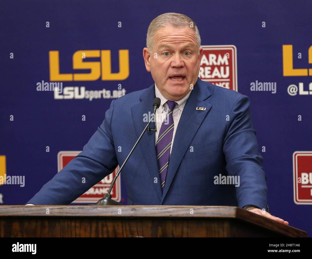 Baton Rouge, LA, USA. 1st Dec, 2021. New LSU Head Football Coach Brian ...