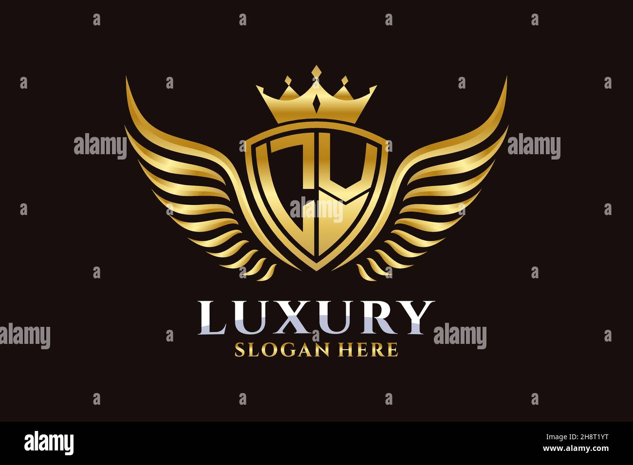 Luxury royal wing Letter LV crest Gold color Logo vector, Victory