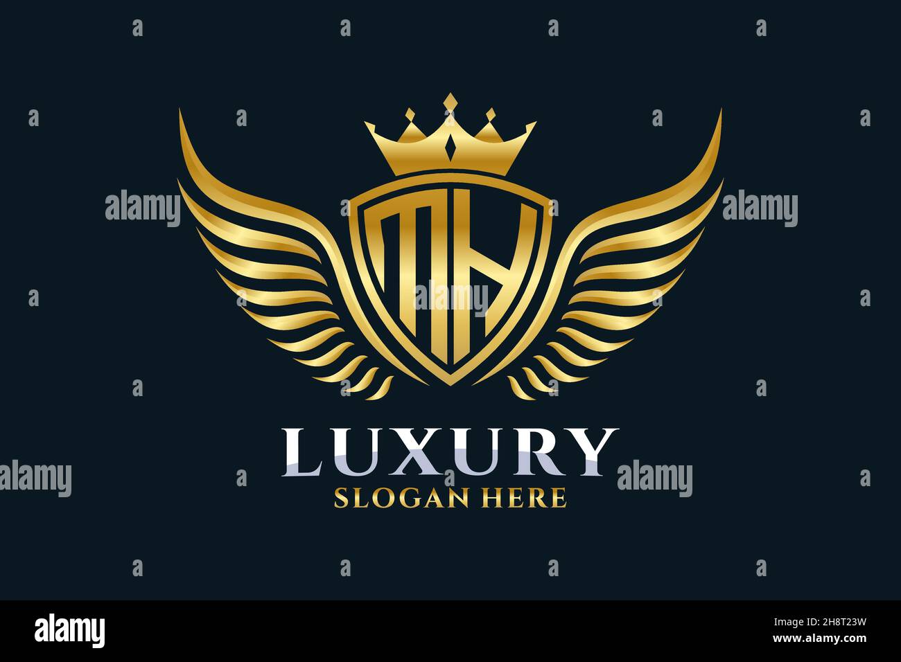 Luxury royal wing Letter S crest Gold color Logo vector, Victory logo, crest logo, wing logo, vector logo . Stock Vector