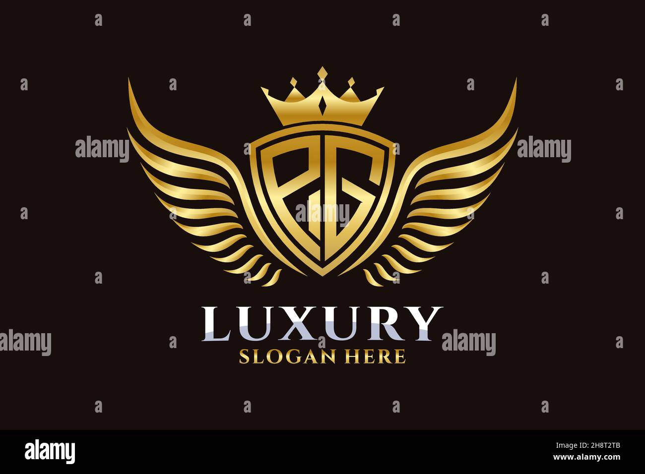 Luxury royal wing Letter PG crest Gold color Logo vector, Victory logo ...