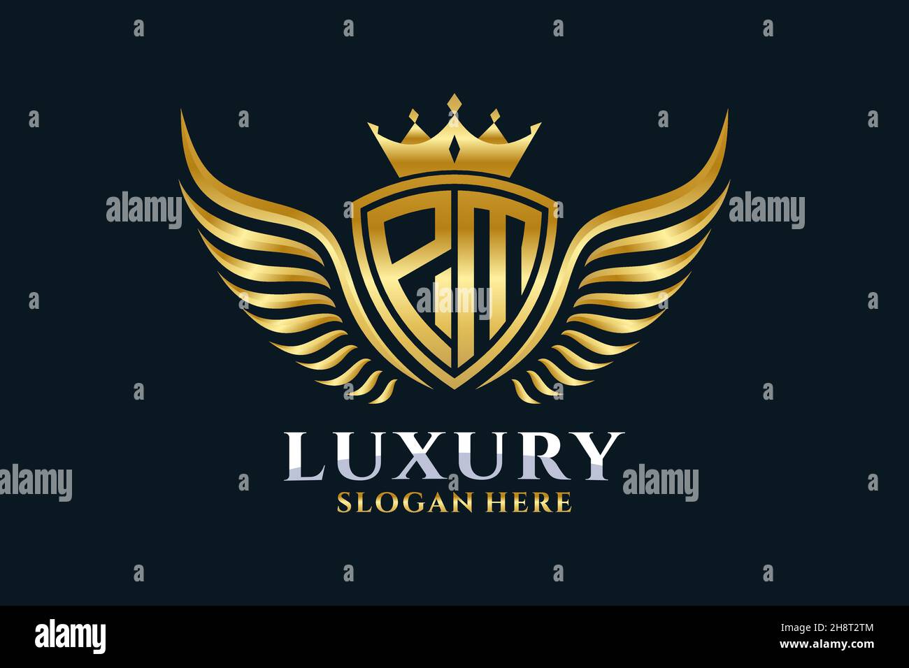 Luxury royal wing Letter PM crest Gold color Logo vector, Victory logo,  crest logo, wing logo, vector logo Stock Vector Image & Art - Alamy
