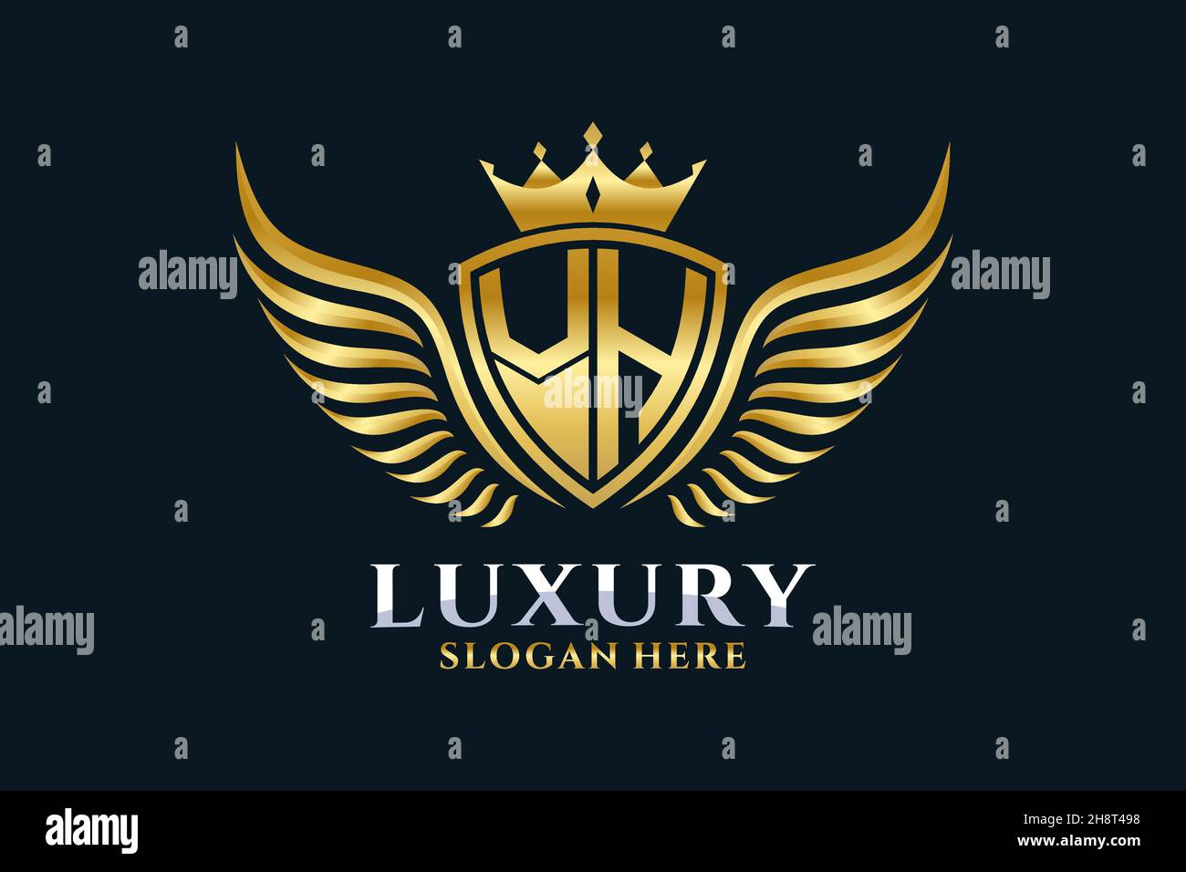 Luxury royal wing Letter VH crest Gold color Logo vector, Victory logo ...