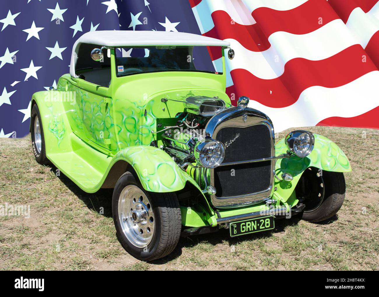 1928/29 Ford Model A V8 Hot rod in Shades of Lime Green Stock Photo Alamy