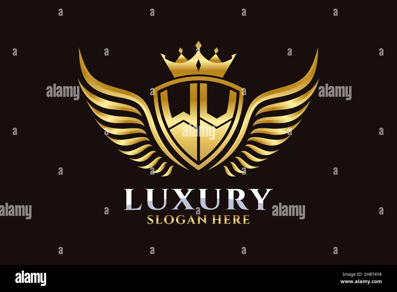 Luxury royal wing Letter WV crest Gold color Logo vector, Victory logo ...