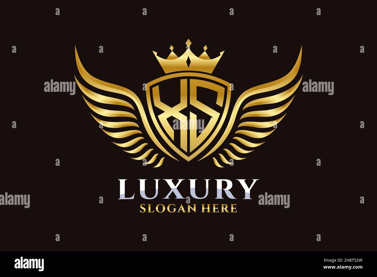 Luxury royal wing Letter XS crest Gold color Logo vector, Victory logo ...