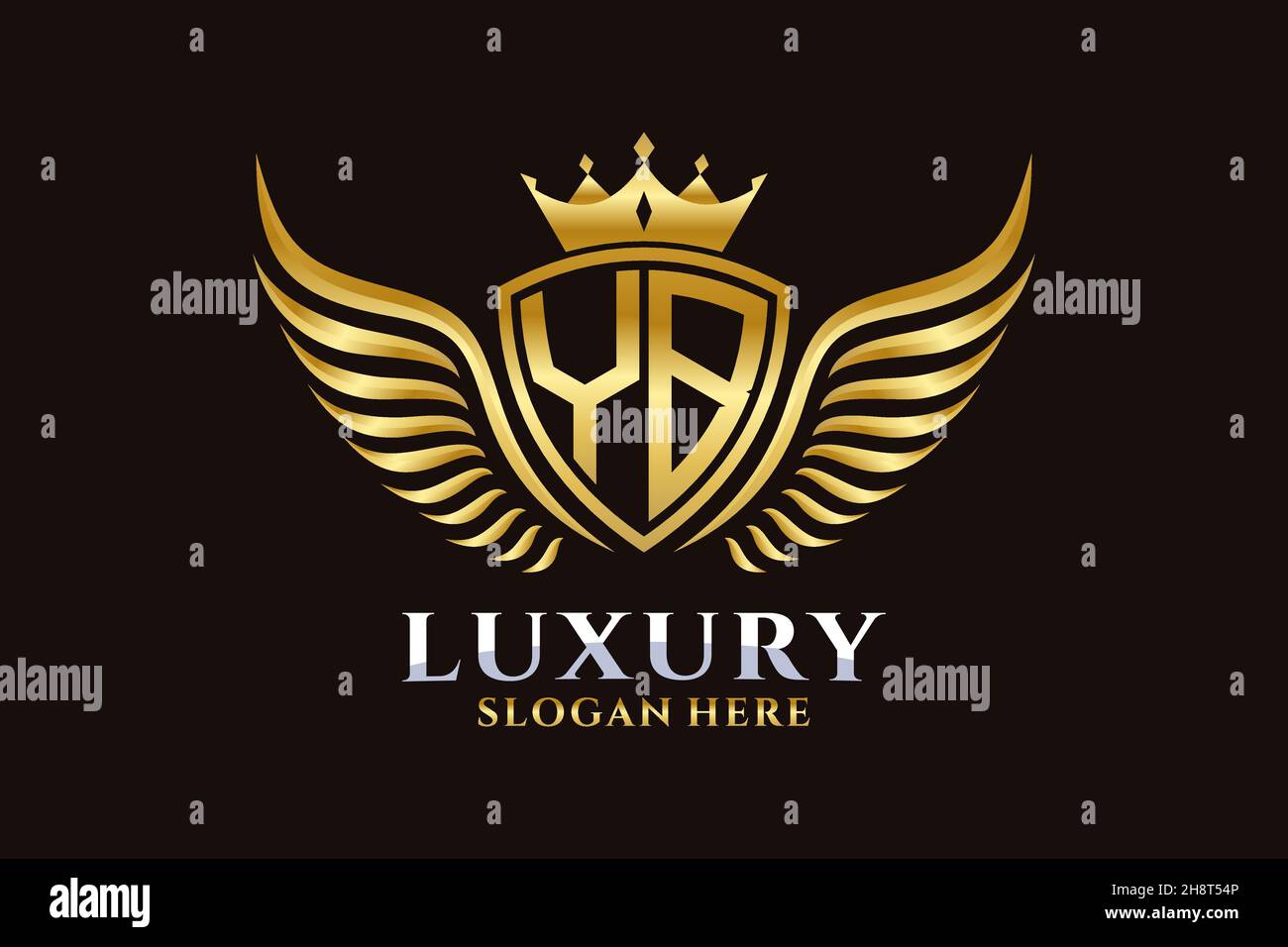 Luxury royal wing Letter YB crest Gold color Logo vector, Victory logo ...