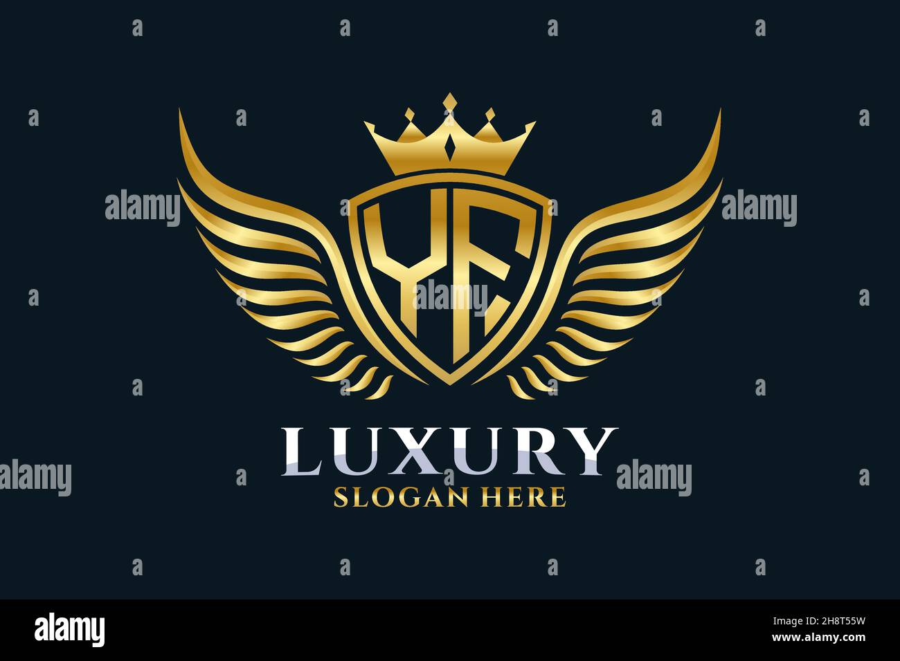 Luxury royal wing Letter YF crest Gold color Logo vector, Victory logo, crest logo, wing logo, vector logo . Stock Vector