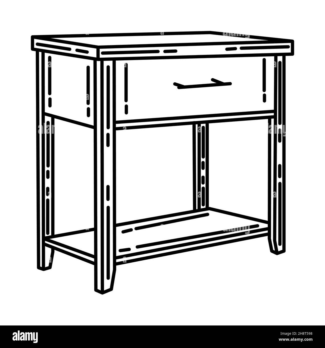 End Table Part of Furniture and Home Interior Hand Drawn Icon Set