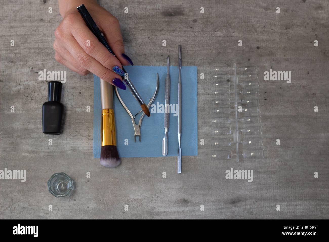 Still life of instruments and tools used in a beauty salon and ...