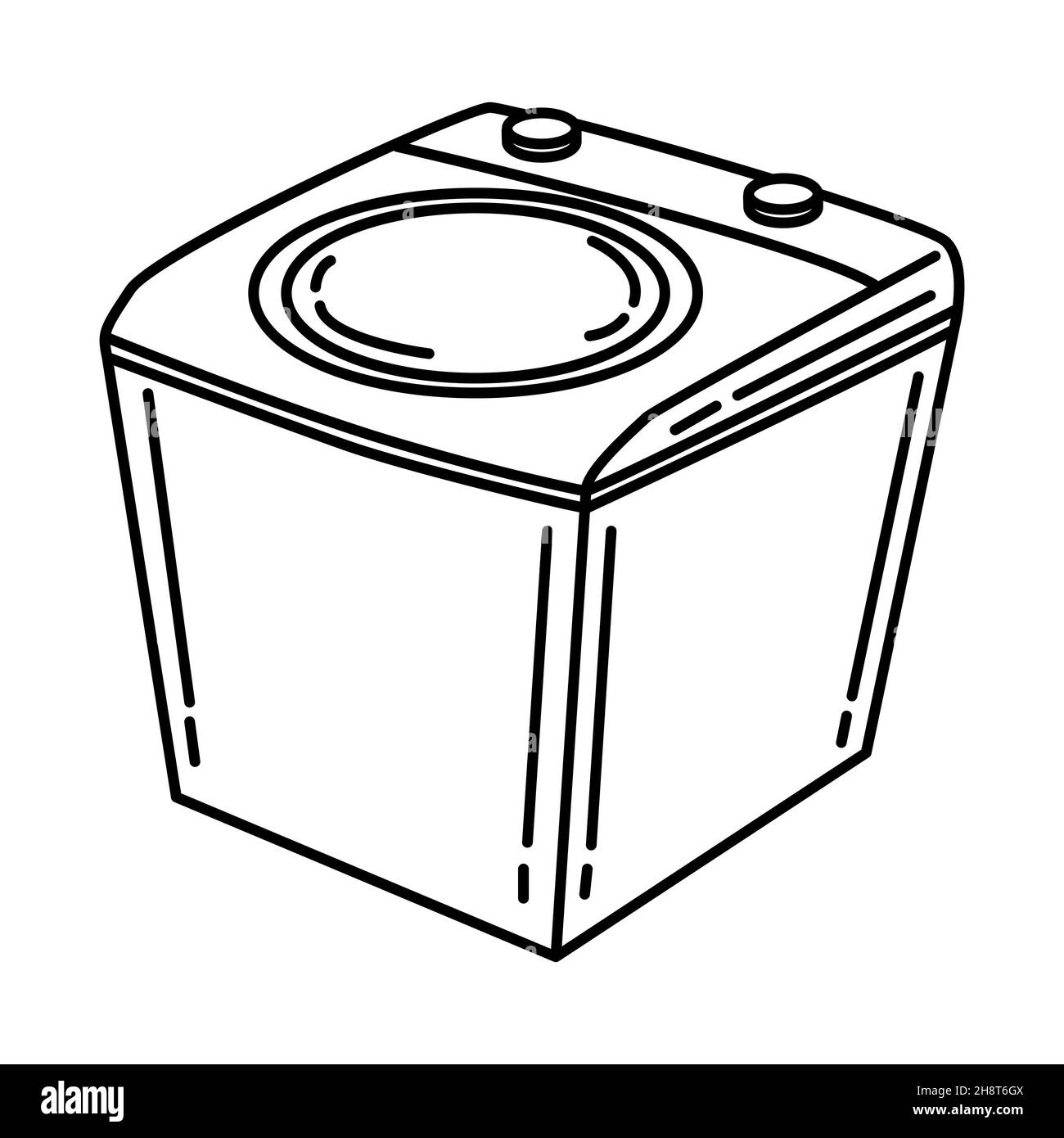 Portable Washer Part of Furniture and Home Tools Design Hand Drawn Icon Set Vector. Stock Vector