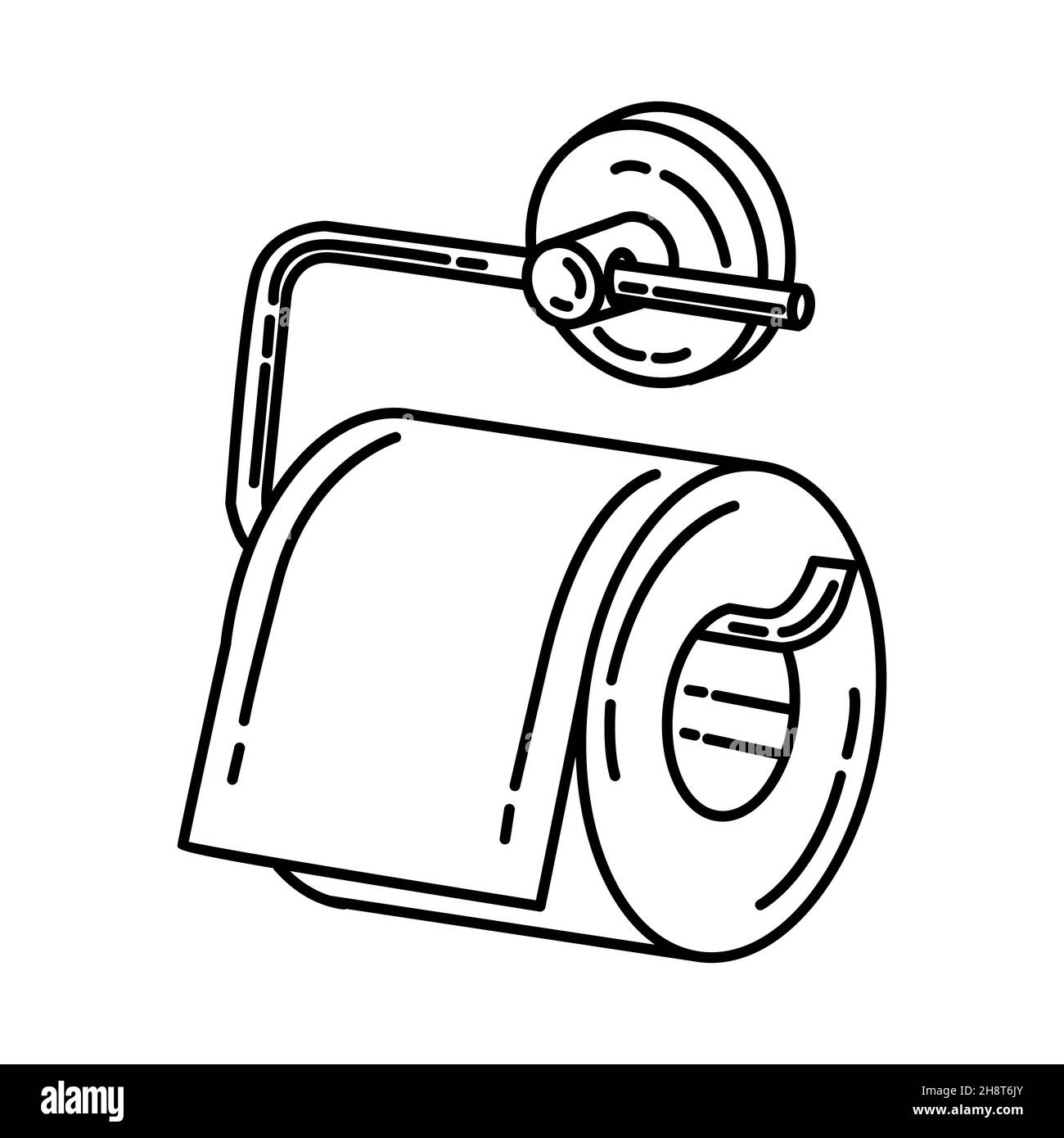Toilet paper Hanger Part of Furniture and Home Tools Design Hand Drawn Icon Set Vector. Stock Vector