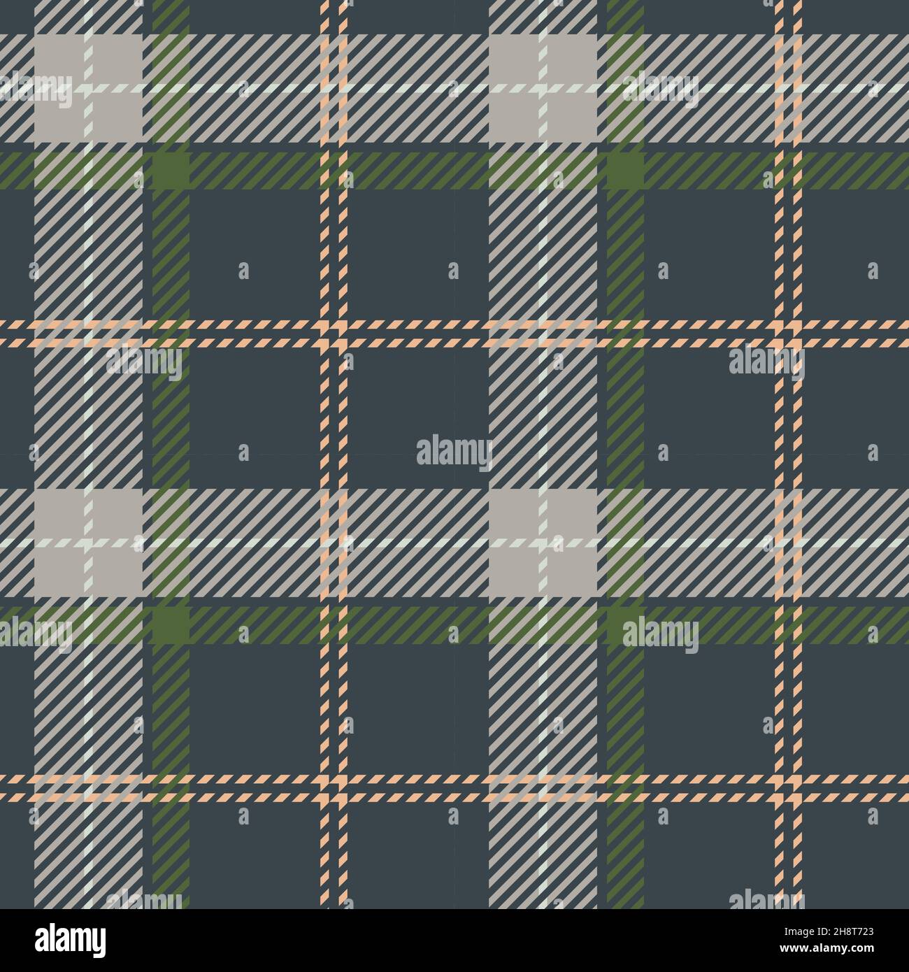 Military green check plaid vector pattern. Seamless gingham swatch for