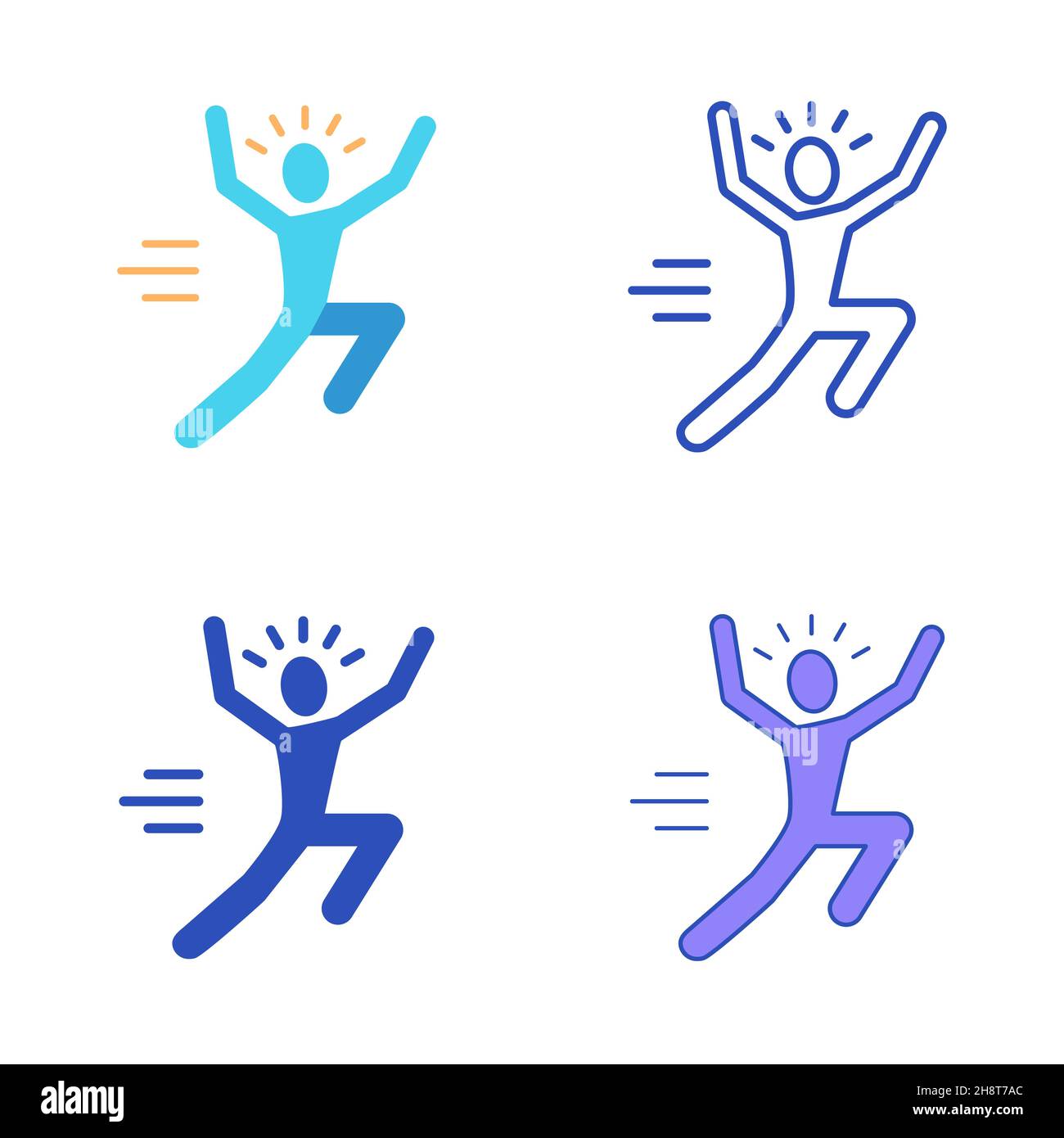 Pperson with ADHD icon set in flat and line style. Attention deficit ...