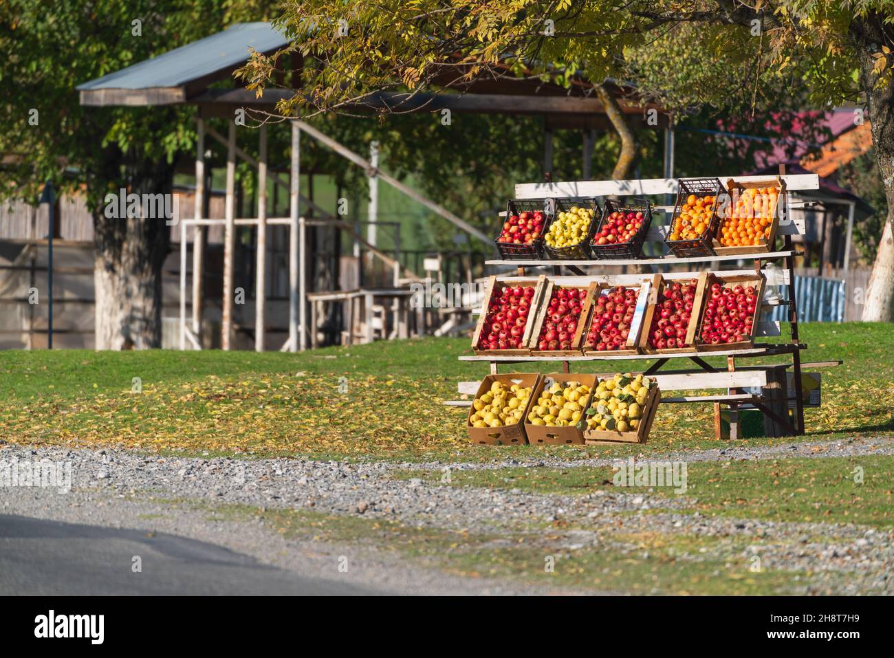 Fresh fruit selling by the road Stock Photo Alamy