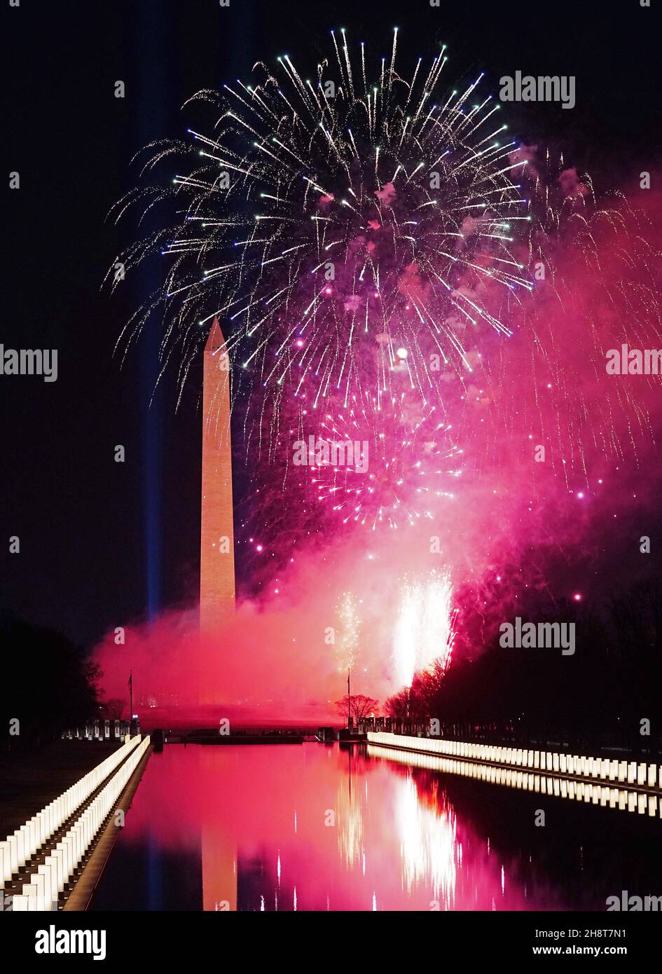 Washington, United States. 02nd Dec, 2021. Fireworks explode over the