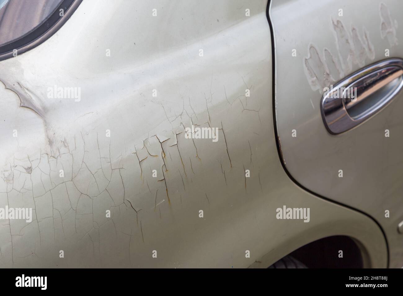 Cracked and peeling paint on car background Stock Photo Alamy