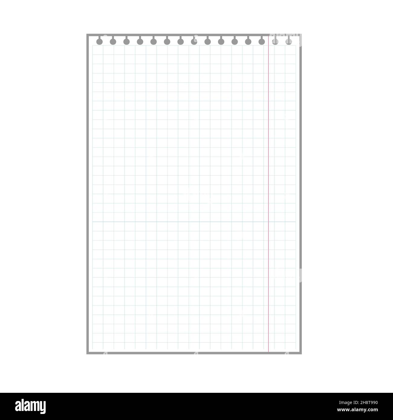 blank checkered plaid sheet, notepad page with ring holes. Stock Vector