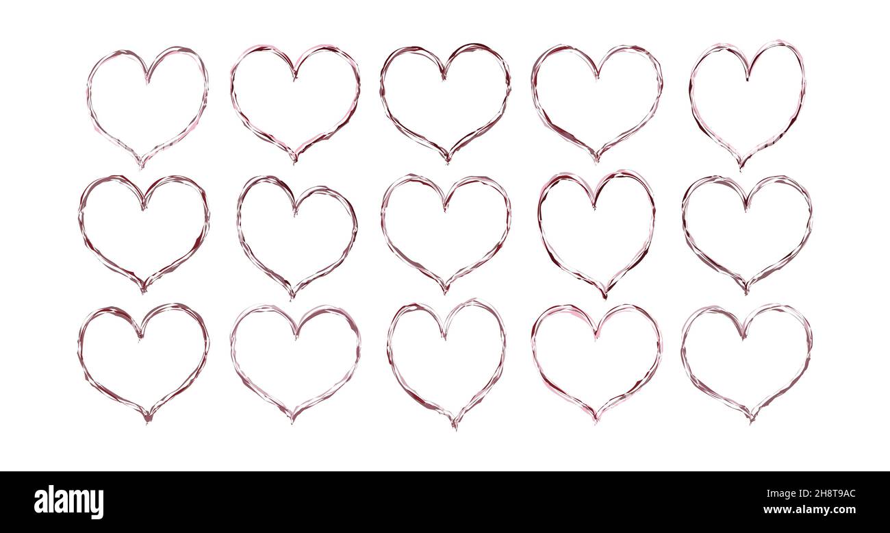 hand drawn hearts valentine's day elements scribble doodle style. Stock Vector