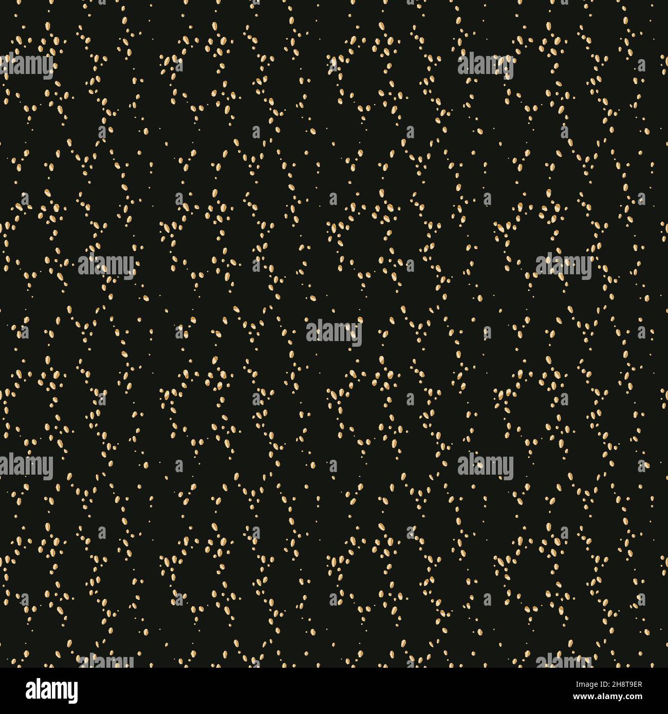 luxury gold dots on black abstract seamless pattern. Stock Vector