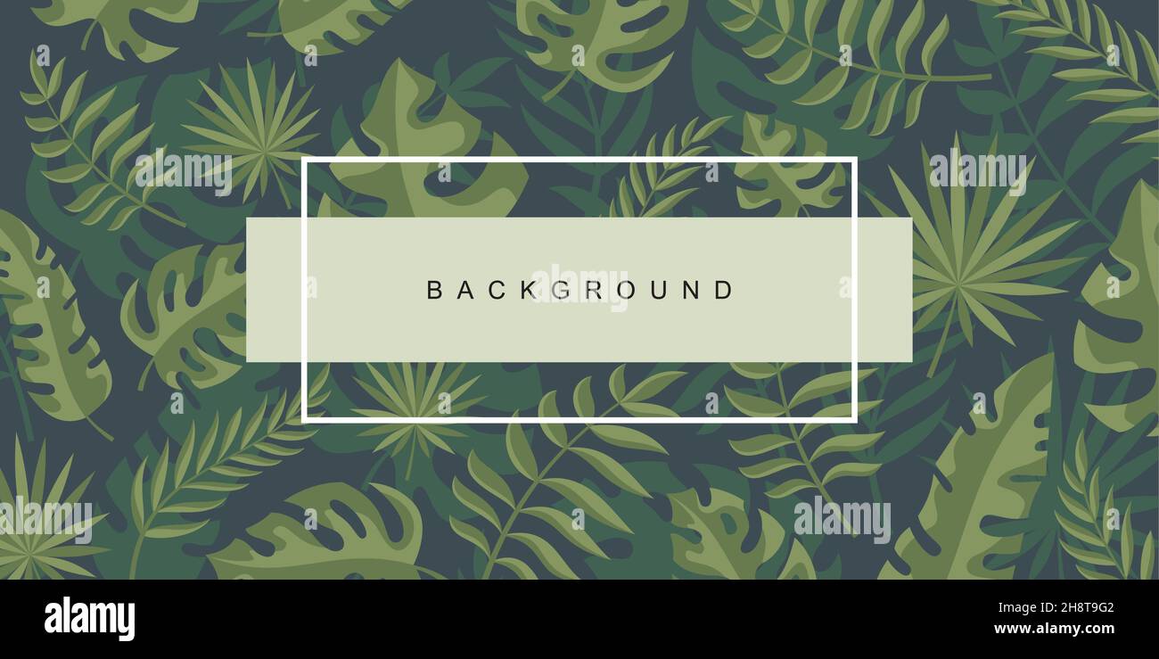 Vector background of tropical green leaves Stock Vector Image & Art - Alamy