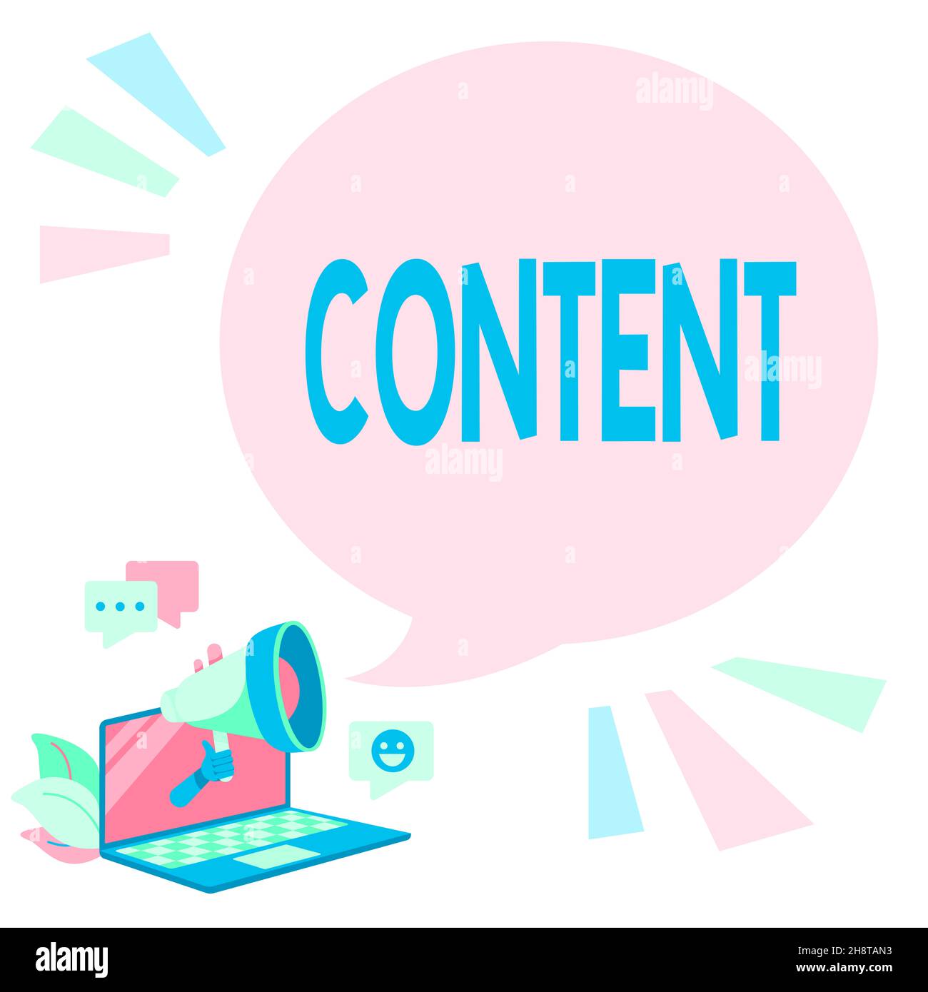 Conceptual display Content. Business overview Things included in something Marketing material State of happiness Laptop Drawing Sharing Comments And Stock Photo