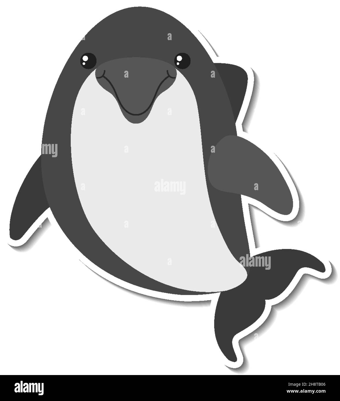 Chubby dolphin sea animal cartoon sticker illustration Stock Vector