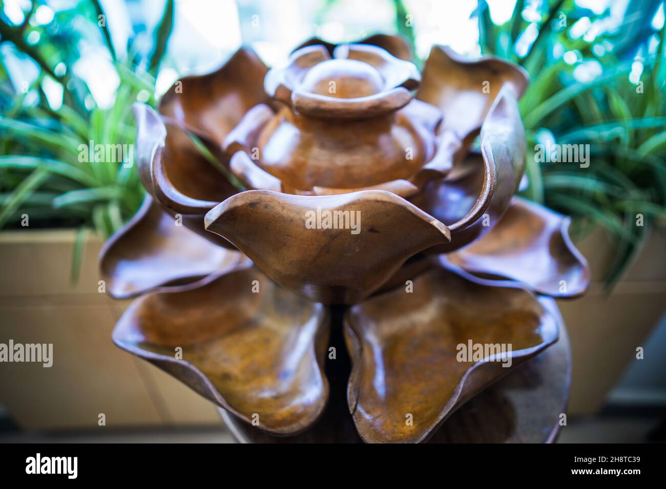 Vintage Mid century Monkey Pod Lotus Server Set Lazy Susan Chip Dip Set