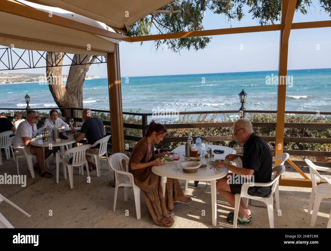 Melanda fish restaurant, Avdimou beach, Pissouri, Cyprus. Stock Photo