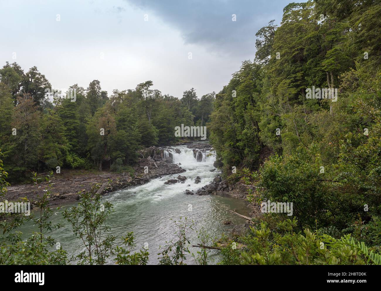 The Salto los Novios waterfall in Puyehue National Park, Chile Stock Photo