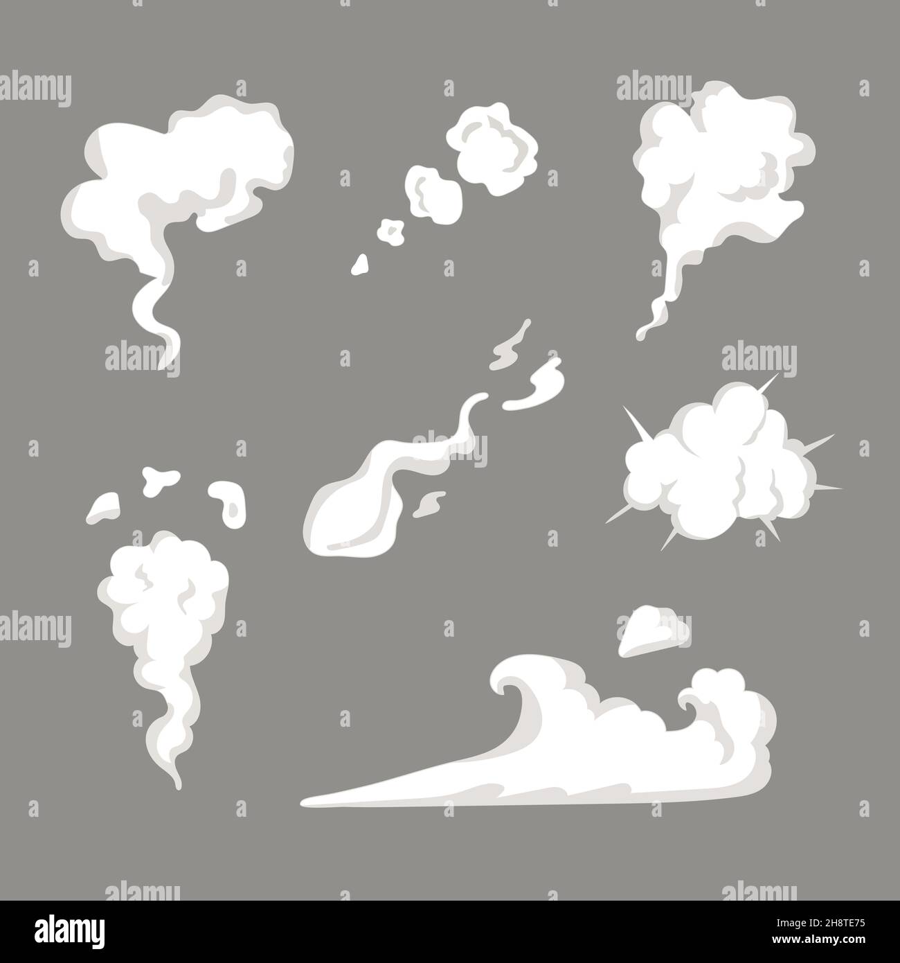 smoke set special effects template. Cartoon steam clouds, puff, mist ...