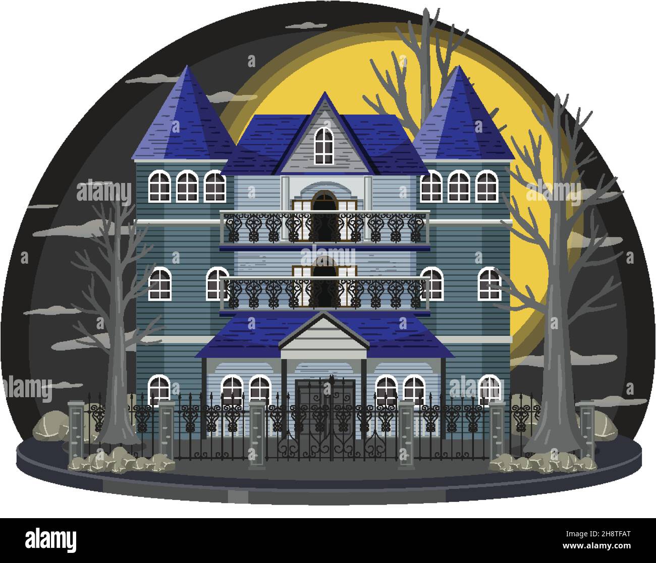 Haunted house at night scene illustration Stock Vector Image & Art - Alamy