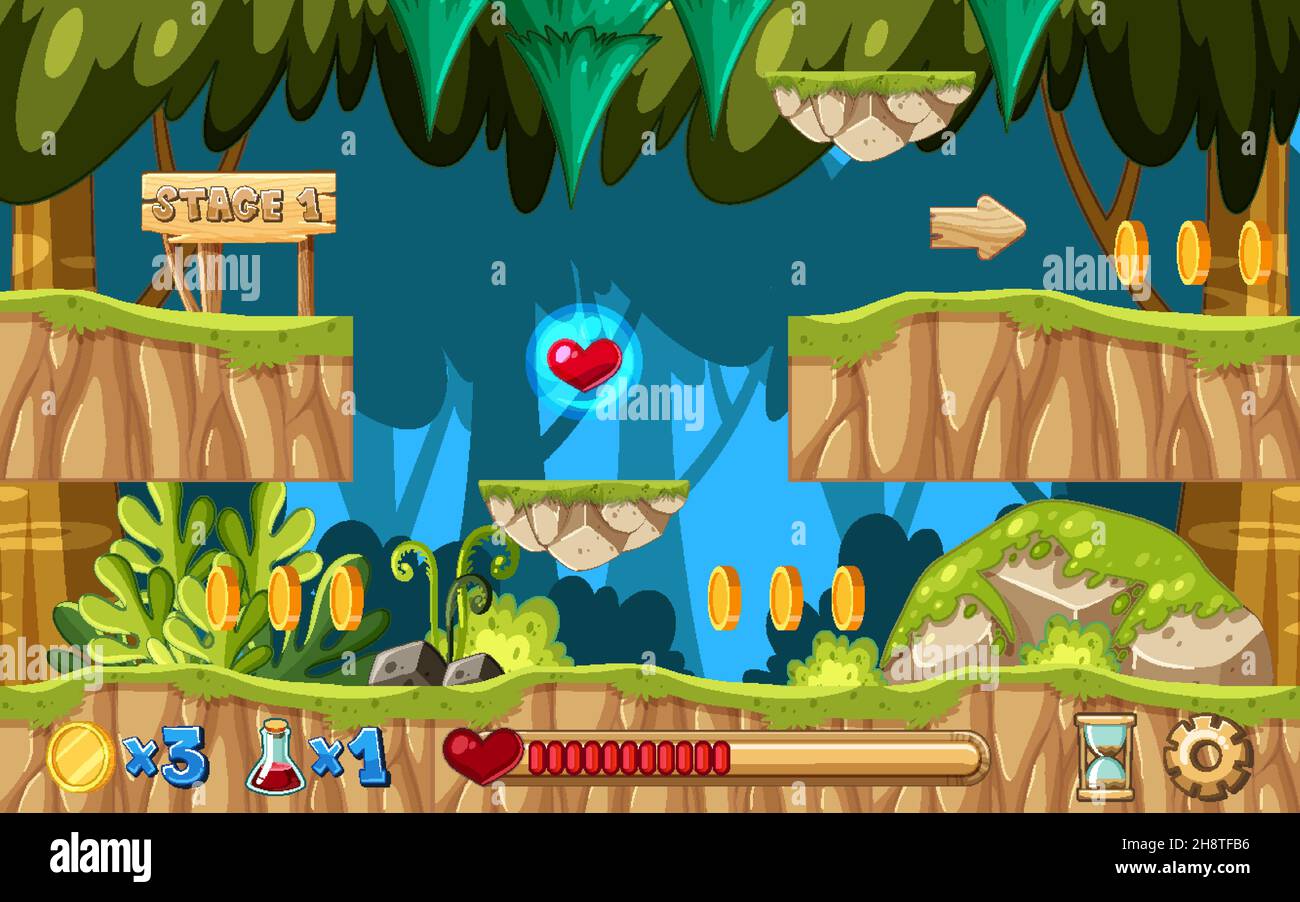 Game Template Jungle Scene illustration Stock Vector Image & Art - Alamy