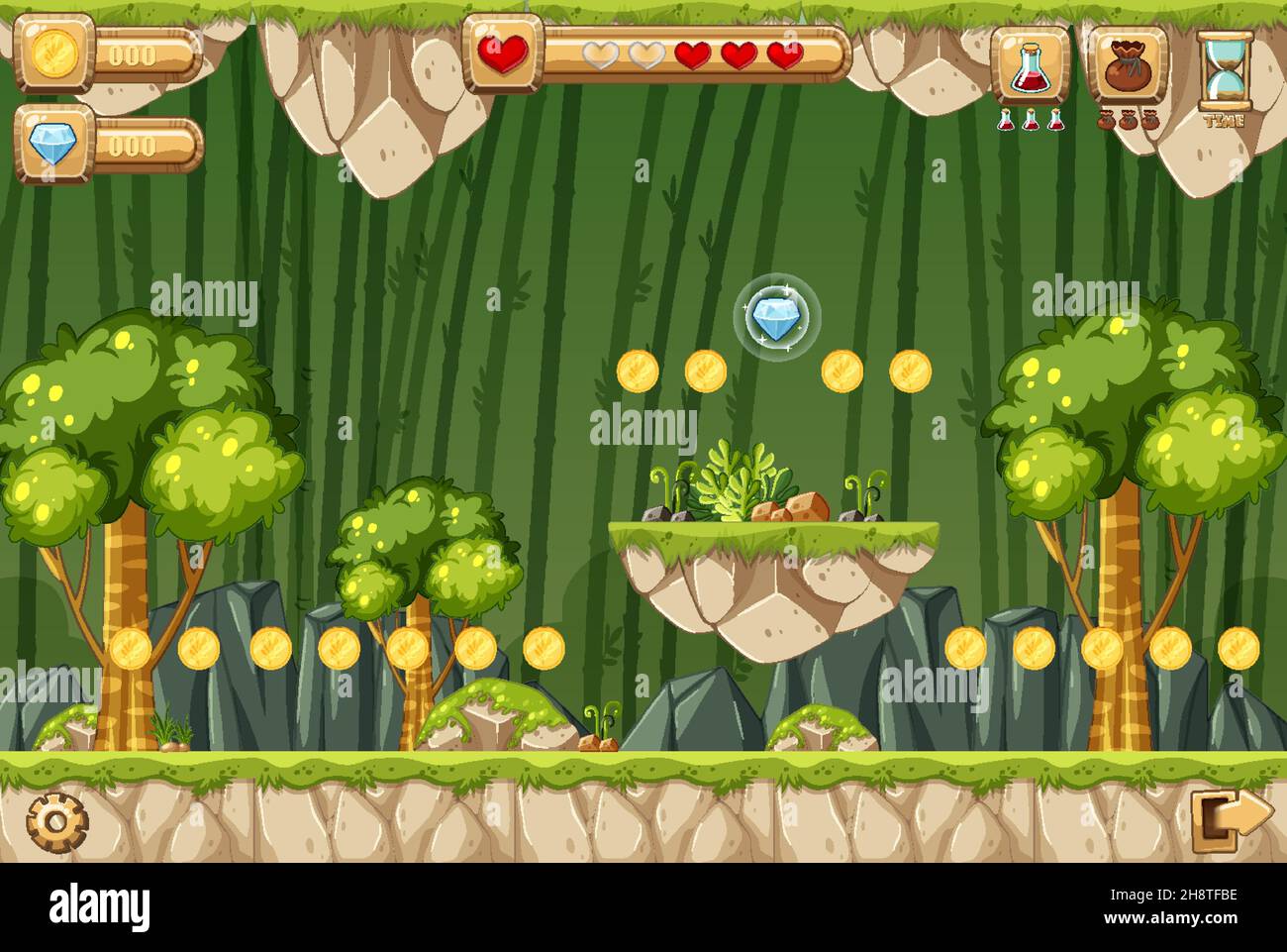 A Game Template Jungle Scene illustration Stock Vector Image & Art - Alamy