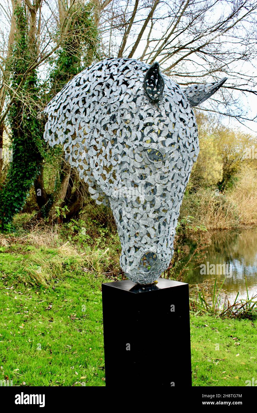 Horse Head by Charles Elliot - Dorchester Sculpture Park Stock Photo