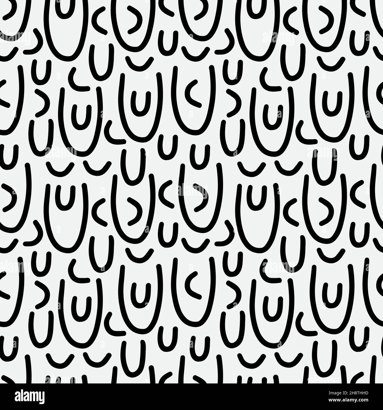 Abstract hand drawn seamless pattern, black and white texture. Stock Vector