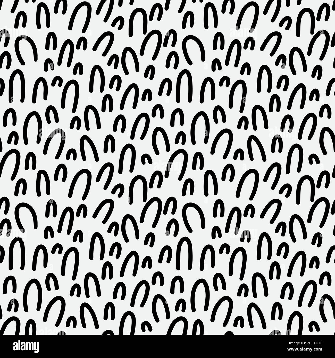 Abstract hand drawn seamless pattern, black and white texture. Stock Vector