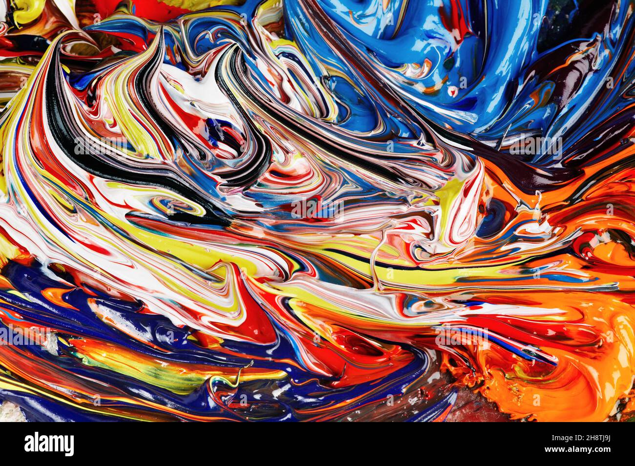 Abstract background of mixed oil paint Stock Photo